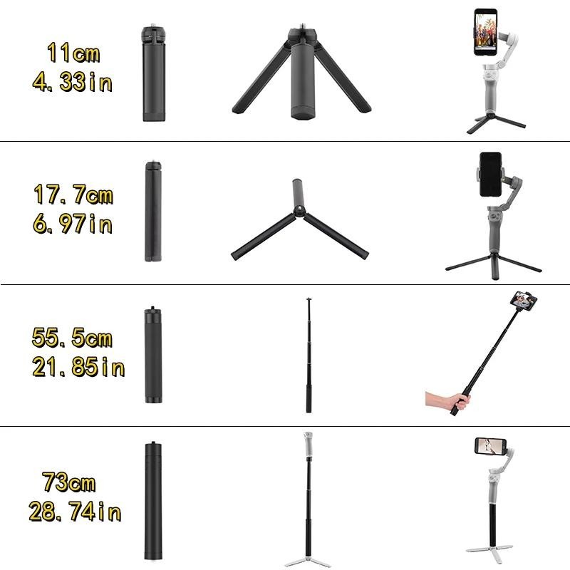 ขาตั้งกล้องโลหะแบบพกพา Selfie Stick สําหรับ DJI OSMO Mobile 6/5/4 Feiyu Zhiyun มือถือ Gimbal Stabilizer Extension Rod อุปกรณ์เสริม