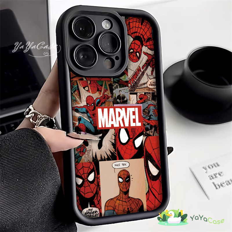 🦢สำหรับ iPhone11 13 Case FOR เคสไอโฟน14 15 12 pro max 6 7 8 14 15 Plus X XR XS Max มาร์เวล สไปเดอร์แมน TPU กันกระแทก เคส
