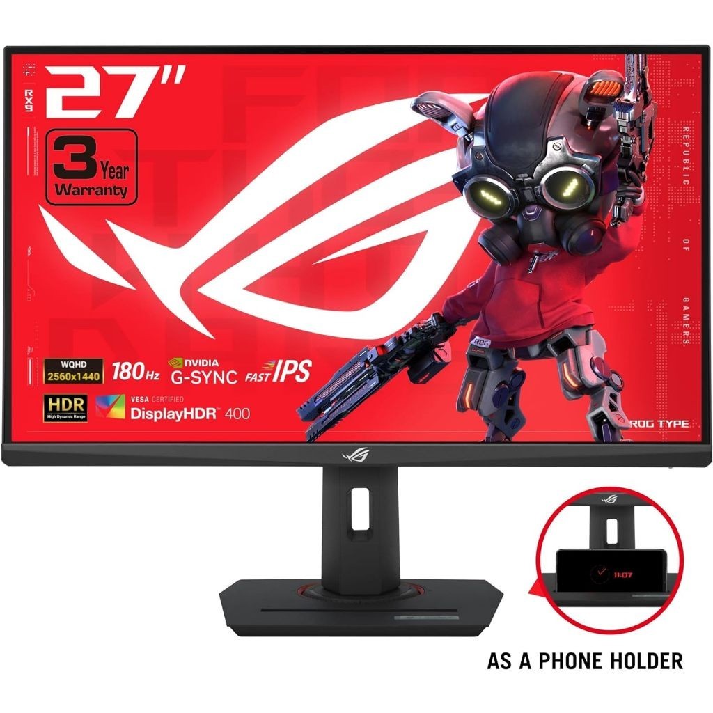 ASUS MONITOR ROG Strix XG27ACS (จอมอร์นิเตอร์) 27”QHD HDR400 USB-C,2560x1440, 180Hz, 1ms, Fast IPS,(