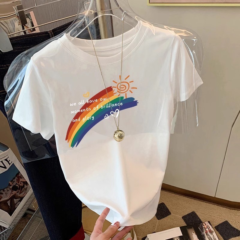 พร้อมส่ง🚀เสื้อ เทศกาลสายรุ้ง พร้อมส่ง เสื้อยืดแขนสั้น คอกลม โอเวอร์ไซซ์ สไตล์เกาหลี แฟชั่นสําหรับผู้ชาย และผู้หญิง