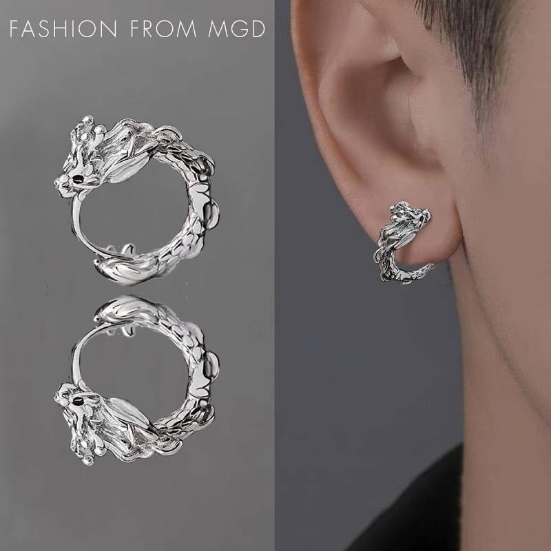Lucky Dragon Earrings for Men, Mild Luxury Retro High-Grade Sterling Silver Earrings for Men mWny