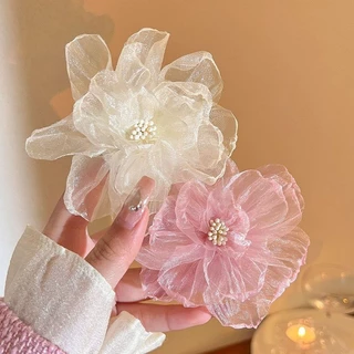 Camellia Artifical ดอกไม ้ หัว DIY ดอกไม ้ คลิปผม Hairpin ชุดเจ ้ าสาวอุปกรณ ์ เสริมผมดอกไม ้ ปลอม Organza ชีฟอง ้