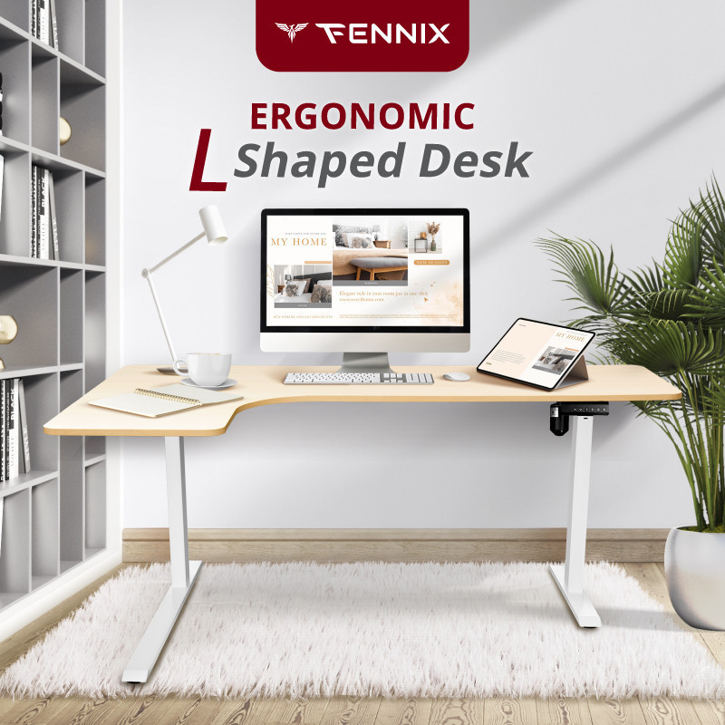 [แถมขาจับจอ]Fennix Ergonomic L-Shaped Desk โต๊ะทำงาน โต๊ะปรับระดับอัตโนมัติด้วยระบบไฟฟ้ารูปตัว L  รั