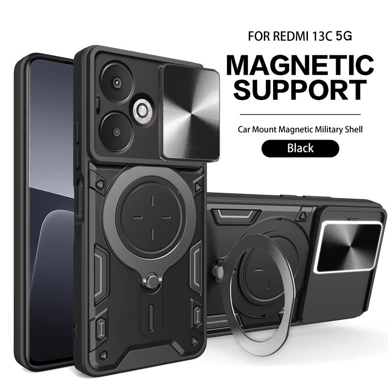 ปลอกสําหรับ Redmi 13R 13C 13 R 13 C Redmi13R Redmi13C 5G 4G เคสโทรศัพท์สไลด์กล้องเกราะกันกระแทกแม่เห