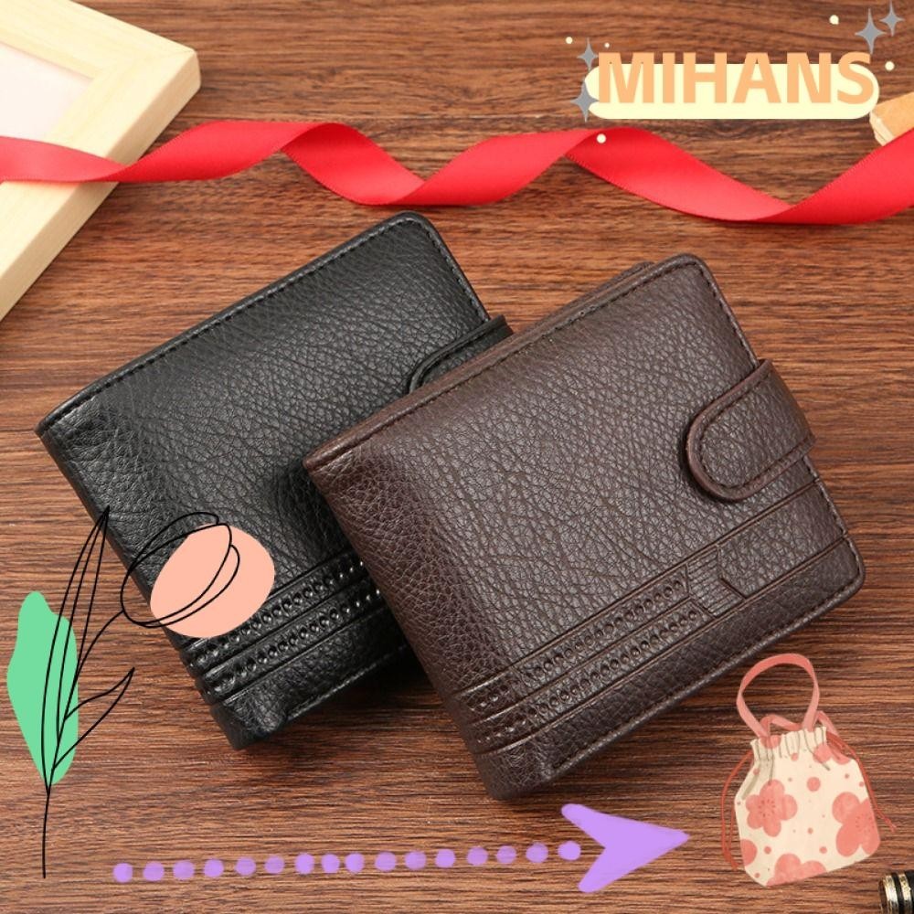 Mih Mens Short Wallet, PU Leather Multi-card Coin Purse, Fashion Folding Money Bag Men