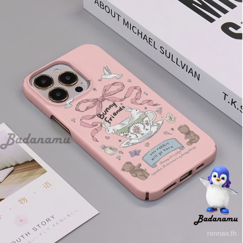 ครีมรองพื้นรูปแบบกระต่ายป้องกันกรณีเหมาะสําหรับiphone 13 7/8Plus XR 14Pro 15 13ProMax XS 11 8Plusเคลือบเงา/Matteเคสโทรศัพท์15Plusซิลิโคนกันกระแทกเคสแข็ง13Pro 12ProMax Anti-Dropping 12 LQSA