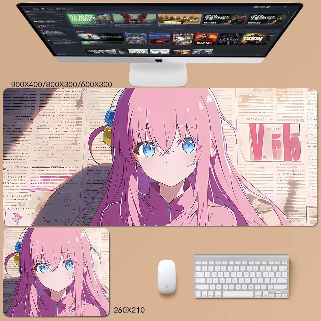 Bocchi the rock แผ่นรองเมาส์ขนาดใหญ่อะนิเมะสองมิติสําหรับเล่นเกมแป้นพิมพ์ Pad Desk Pad คอมพิวเตอร์ Pad