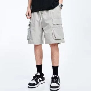M-5XL กางเกงขาสั้นผู้ชาย ฤดูร้อนแฟชั่นหลวมขนาดบวกกางเกงขาสั้นคาร์โก้หลายกระเป๋าลำลอง