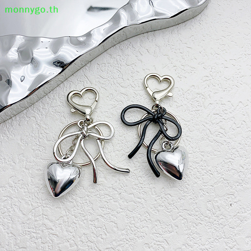 Monnygo เกาหลีรักหัวใจโบว ์ พวงกุญแจ Ins สไตล ์ โลหะพวงกุญแจผู ้ ถือกุญแจรถสาวกระเป ๋ าจี ้ ตกแต ่ ง TH