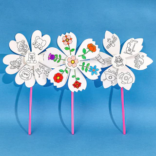 S15 พัดกระดาษ พัดกังหันระบายสี พัด DIY สำหรับนักเรียน อุปกรณ์ระบายสี เสริมการเรียนรู้ให้กับเด็ก