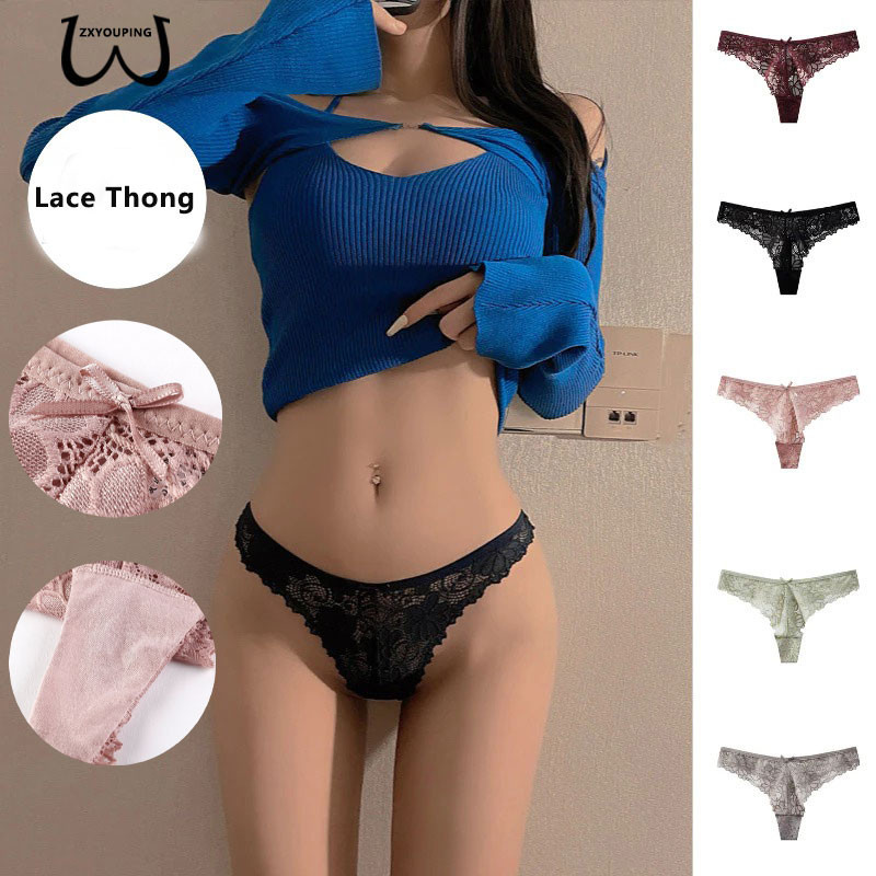 Zxyouping สตรี Hollow เซ็กซี่ลูกไม้กางเกงทอง,ต่ําเอวไม่มีรอยต่อทอง G-String ต้านเชื้อแบคทีเรียกางเกงผ้าฝ้าย Crotch Plus ขนาดชุดชั้นใน M-XL