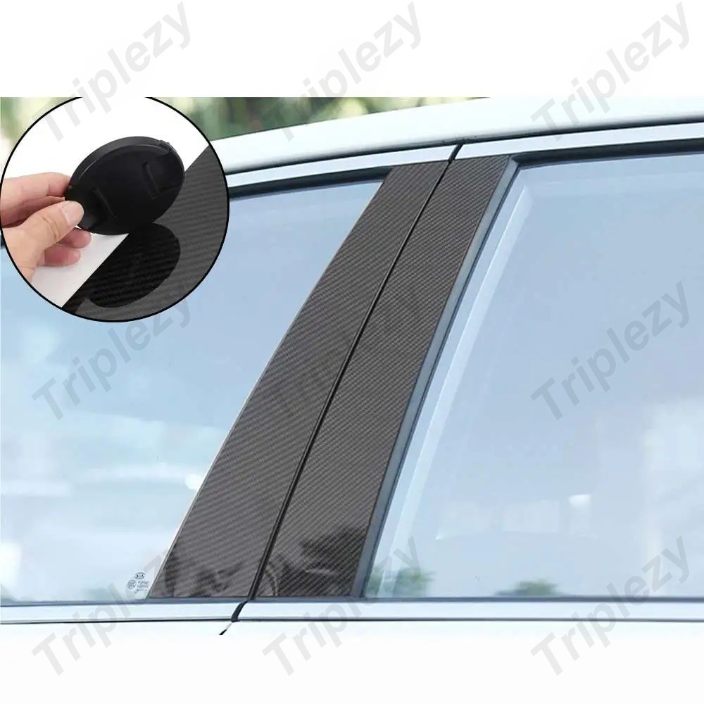 8pcs Glossy สีดําหน้าต่างประตูคอลัมน์ BC เสาโพสต์ฝาครอบสําหรับ Honda HRV HR-V Vezel 2014-2021 คาร์บอนไฟเบอร์สติกเกอร์ตกแต่งกระจกผล - รูปที่ 5