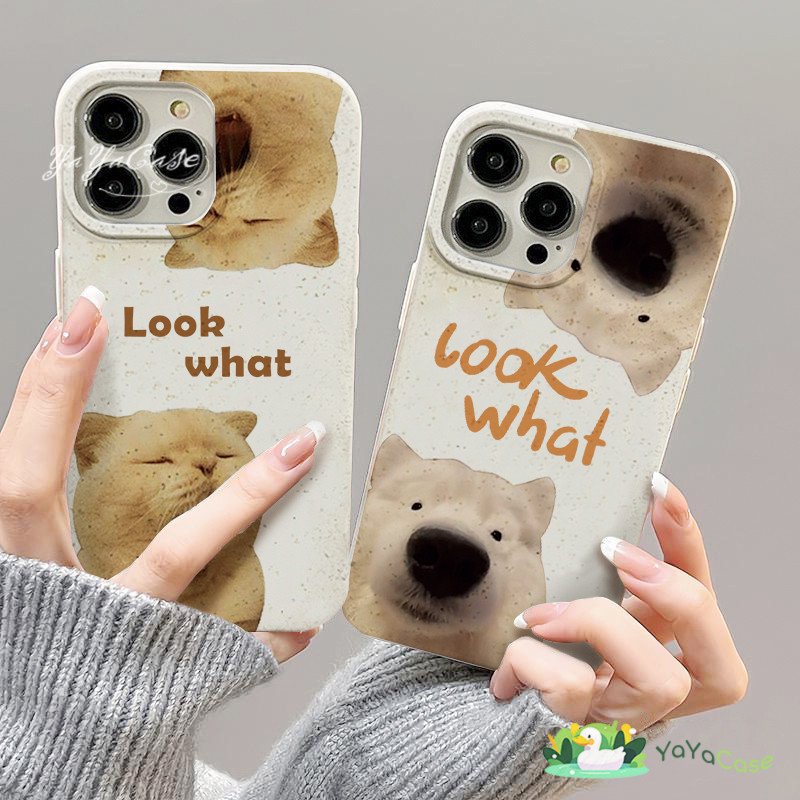 สำหรับ iPhone11 13 CASE FOR เคสไอโฟน15 12 14 Pro Max X XR XS MAX 6 7 8 14 15 Plus 12 13 MINI Look what CAT and DOG เคส