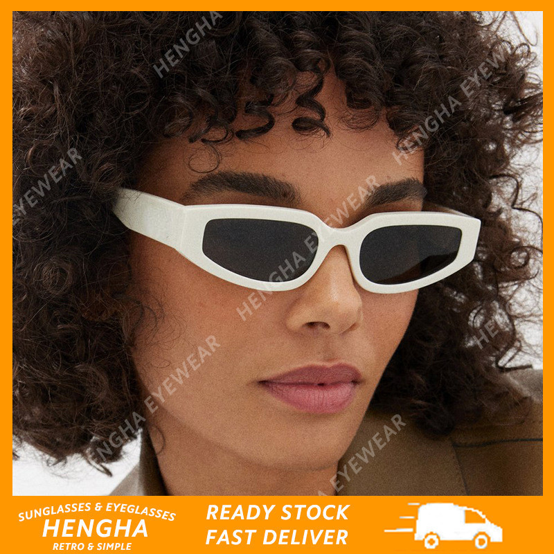 (HENGHA) Y2k Fashion Cat Eye แว่นกันแดดสําหรับผู้หญิงแฟชั่นเกาหลีแว่นกันแดดบังแดดเรียบง่าย