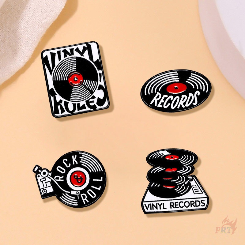 ★ เข็มกลัดไวนิลบันทึกวินเทจ ★ 1 ชิ้น/4 ชิ้น Doodle เคลือบกระเป๋าเป้สะพายหลังปุ่ม Pins ป้าย