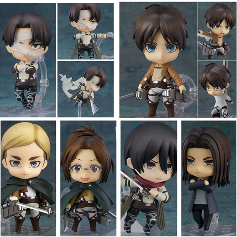 Nendoroid Attack on Titan Dolls Eren Levi Mikasa Ackerman Hans Zoe Action Figure ของเล่น