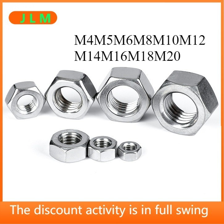 ((JLMP) สแตนเลสป้องกันเกลียวซ้าย-เกลียว SUS304 Hex Nut Nut Nut Anti-Thread M4M5M6M8M10M12M14M16M18M20