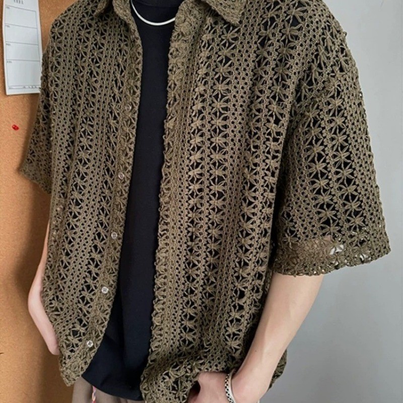 Niche Designer Mens Retro All-Match Shirt เสื้อเชิ้ตลําลอง