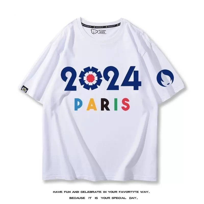 HOT New5 Paris 2024 Olympic Games Eiffel Tower 3D เสื ้ อยืดฤดูร ้ อนแขนสั ้ นด ้ านบน เสื้อยืดผู้ชา