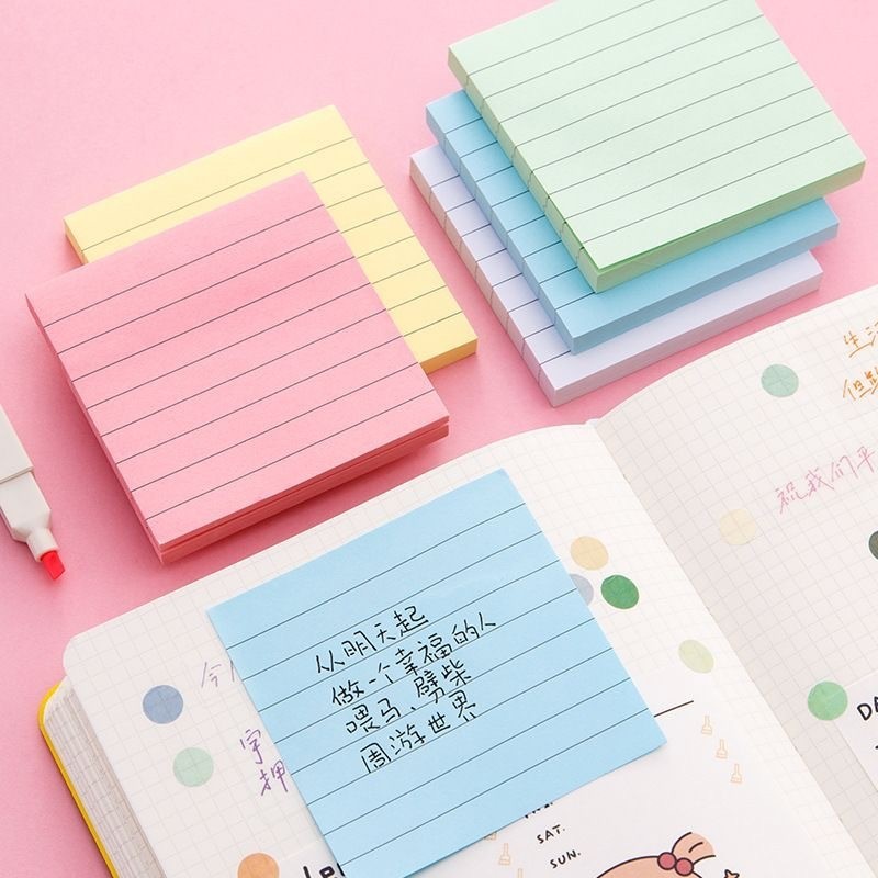 100แผ่น/ชิ้นสํานักงานสีแนวนอนสายโพสต์อิทโน้ตกับสมุดบันทึกเหนียวนักเรียนโน้ตฉีกข้อความโน้ตเหนียวเครื่องเขียน