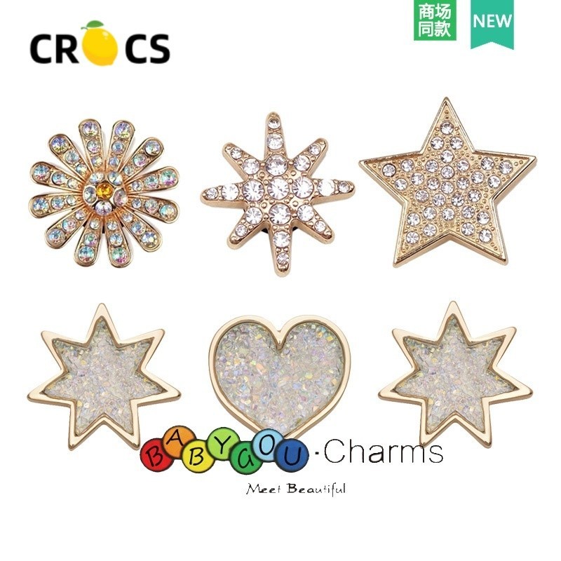 Jibbitz Crocs Charms อุปกรณ์รองเท้าโลหะรองเท้าหัวเข็มขัดรองเท้าแตะ High-End ตกแต่งหัวเข็มขัด Diy Creative รองเท้าตกแต่งโบว์อัญมณีหัวเข็มขัดรองเท้ากระเป๋าอุปกรณ์เสริม