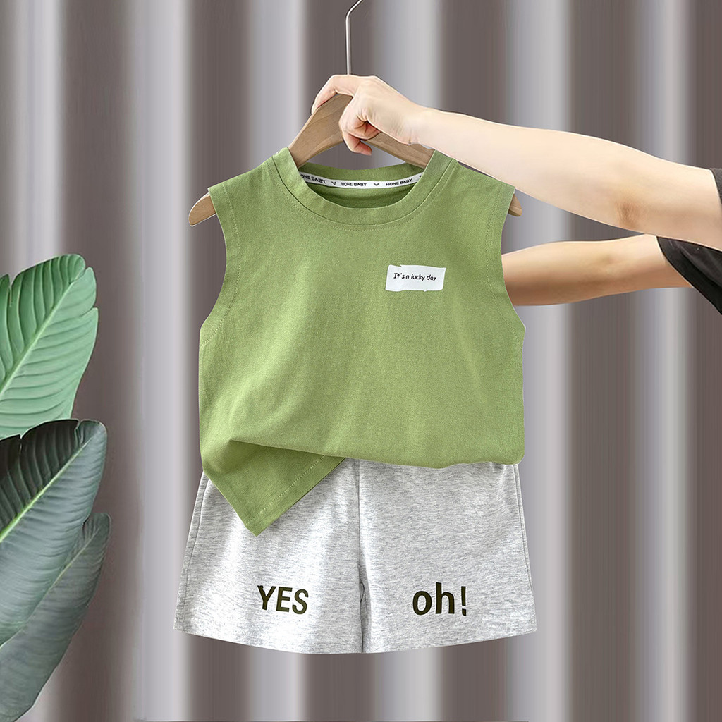 [มล] 80-160ซม ชุดเสื้อกั๊กผ้าฝ้ายเด็กผ้าฝ้ายแท้แขนกุดสาวฤดูร้อนเวอร์ชั่นเกาหลีเด็กเสื้อผ้าเด็กชายชุดสองชิ้น - รูปที่ 7