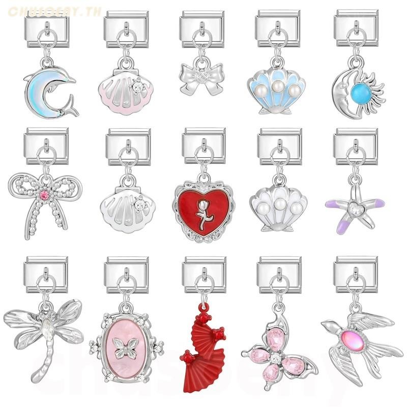 ยอดนิยม Sliver จี้เพื่อนที่ดีที่สุดพ่อดอกไม้อิตาเลี่ยน Charm Links Fit 9 มม.สร้อยข้อมือสแตนเลสทําเครื่องประดับ