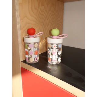 Tagi. Imagine Apple Sippy Cup แก้วน้ำ กระติกน้ำ กาแฟ พร้อมหลอด แบบพกพา 420ML แก้ว แก้วพลาสติกใส