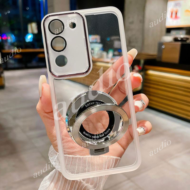 Vivo Y04 4G CDรูปแบบGlitter Magnetic Bracketเคสโทรศัพท์สําหรับVivo Y04 vivoy04 4Gกล้องป้องกันฟิล์มโป