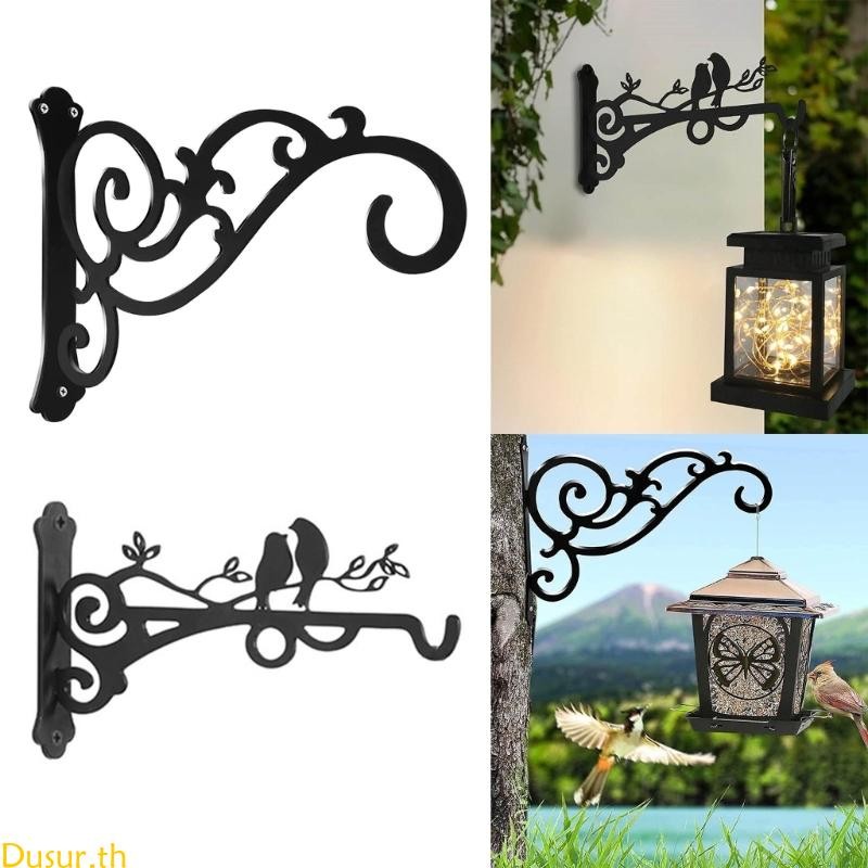 Dusur โลหะแขวนตะกร้า Hook สีดํากลางแจ้ง Plant Bracket ตะขอติดผนังสําหรับโคมไฟพืช Bird Feeder Garden Deco