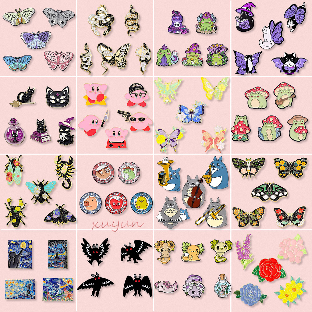 2-5 ชิ้น/เซ็ต Creative สัตว์พืชเคลือบ Pin น่ารักผีเสื้อเป็ดแมวกบโลหะเข็มกลัดดอกไม้ Badge เสื้อผ้ากระเป๋าเป้สะพายหลังอุปกรณ์เสริมของขวัญSET-4