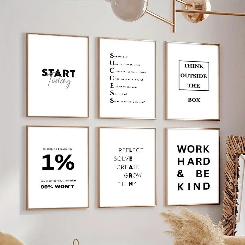Minimalist Self Affirmation คําคมสร้างแรงบันดาลใจโปสเตอร์พิมพ์ภาพ Nordic Office Wall Art ภาพวาดผ้าใบสําหรับห้องตกแต่งบ้าน