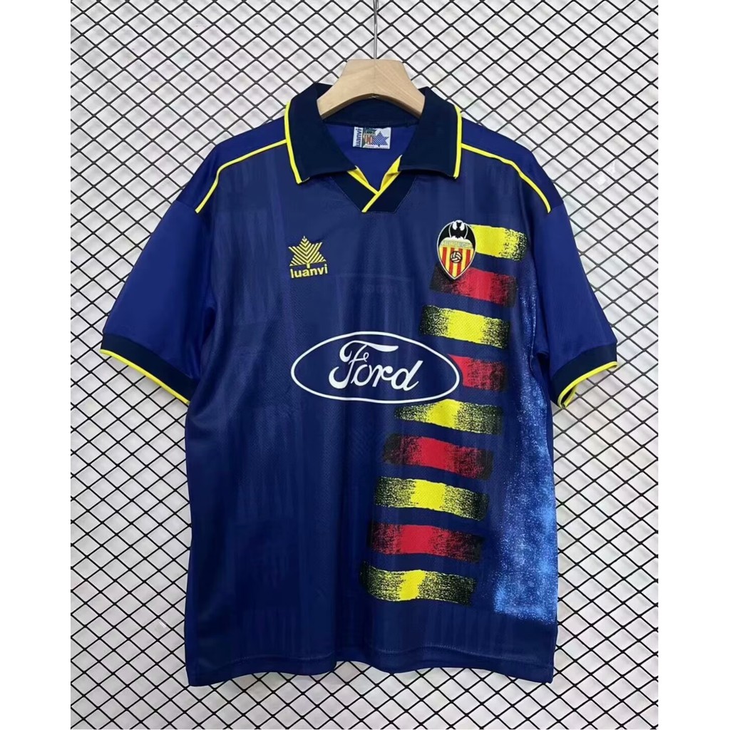 Hot Retro Jersey 96/97 Valencia Away Football Jersey Short Sleeved Soccer Version ปรับแต่งชื่อและหมา