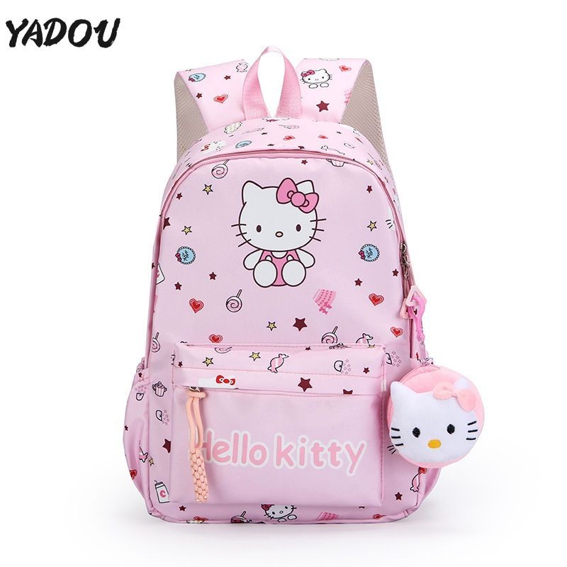 Yadou กระเป๋าเป้สะพายหลัง Hello Kitty น่ารักสําหรับโรงเรียนพร้อมสายสะพาย Arc