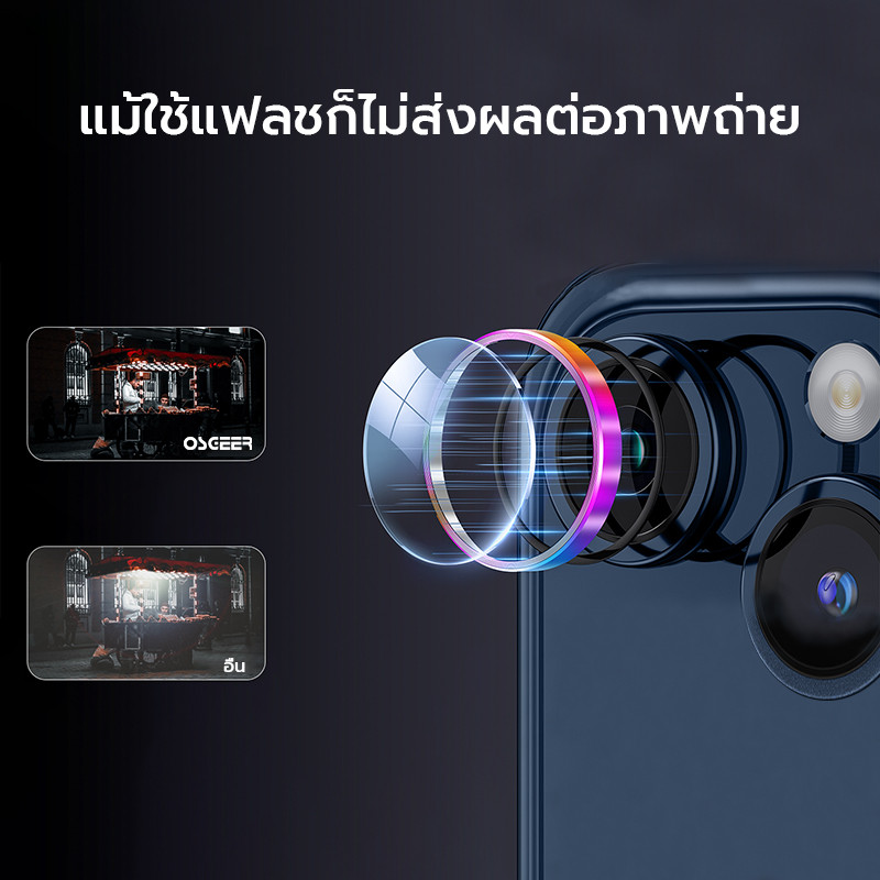 [osgeer]ฟิล์มกันรอยกล้อง/ฟิล์มเลนส์กล้องสําหรับ iPhone 16Promax 17Air 15 14Pro 13Plus -11 series/ป้องกันการชนกัน/ป้องกันการแตกหัก/สีสดใส - ภาพย่อย 3