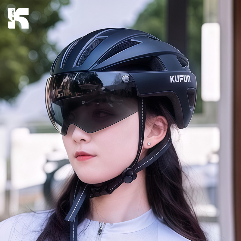 Kufun หมวกกันน็อคขี่จักรยานพร้อมแว่นตา, หมวกกันน็อคจักรยานเสือภูเขาจักรยานเกียร์สื่อสารชิ้นเดียวสําหรับผู้หญิงและผู้ชาย – โปรปัง