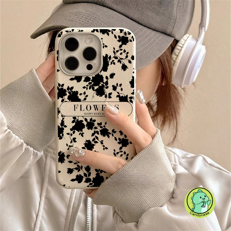 Elegant สีดํา Rose หนังสําหรับ Redmi 14C 14R 13C 13R 13 12 12R 10 Prime 10C 9T 9A 9i 9C NFC 9 8 5G 4