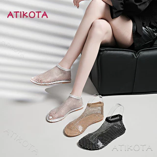 Atikota ติ๊ก ผู้หญิงรองเท้าแตะสุภาพสตรีลื่นสบายระบายอากาศอเนกประสงค์กลางแจ้งชายหาดตาข่ายรองเท้าแตะ