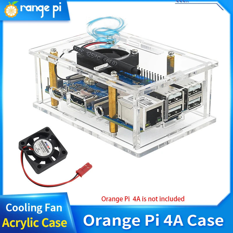 【In stock】Orange Pi 4A  Acrylic Case Transparent Shell Protective Box Cooling Fan Optional for Orang