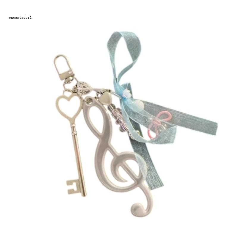 Ec Creative Bowknot พวงกุญแจเพลงหมายเหตุจี้เรซิ่น Texture สําหรับคนรักดนตรี