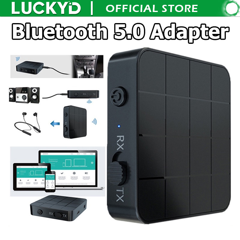 Luckyd บลูทูธ 5.0 เครื่องรับสัญญาณเสียงเครื่องส่งสัญญาณ 2 In 1 Digital Aux RCA แจ็ค 3.5 มม.สเตอริโอเพลงอะแดปเตอร์ไร้สายเหมาะสําหรับรถ/ทีวี/พีซี/หูฟัง/บ้านสเตอริโอ/iOS Android โทรศัพท์สมาร์ท