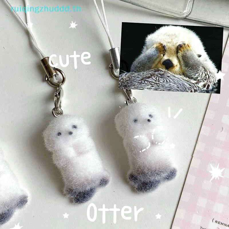 [MZ] Flocked Sea Otter โทรศัพท์พวงกุญแจการ์ตูนสัตว์ตุ๊กตา Charm จี้หูฟังกรณี Lanyard กระเป๋าตกแต่ง [TH]