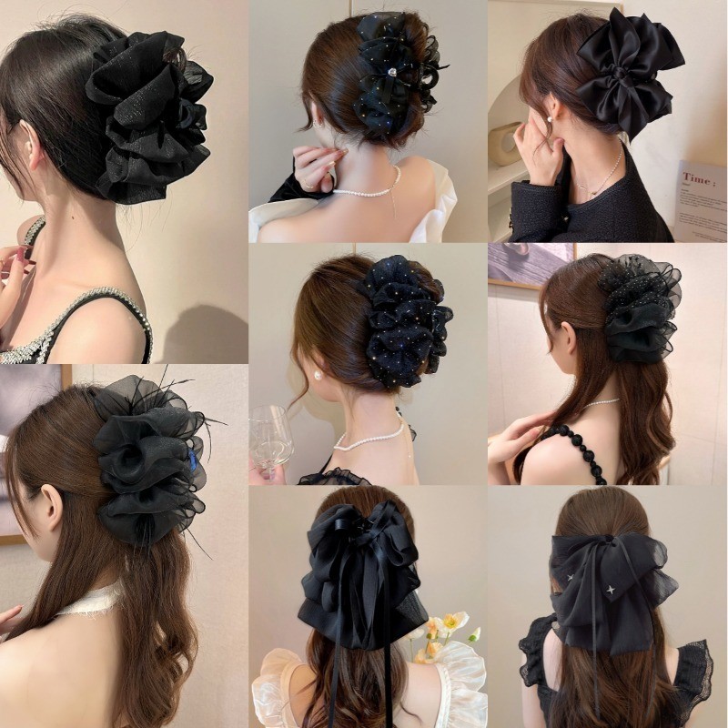 กิ๊บติดผมสําหรับผู้หญิงแฟชั่นเกาหลีอารมณ์สวยสีดําบิ๊กริบบิ้นโบว์กิ๊บผมกรงเล็บคลิปอุปกรณ์ผม ราคา ถูกที่สุด ดีลบีเคเค รูปภาพหลัก