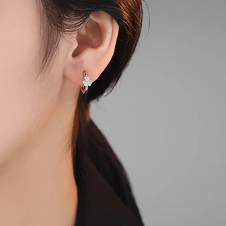 ต่างหูเพทาย Leaf Clover สําหรับผู้หญิงเงินดอกไม้ Hoop ต่างหูความงามงานแต่งงาน Jewerly ของขวัญ Pendientes