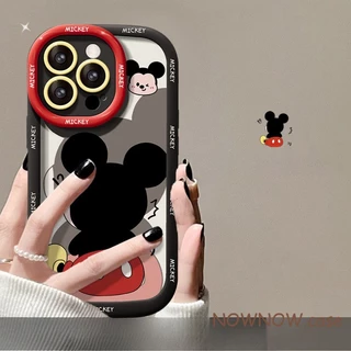 สําหรับ IPhone 16 15 14 13 12 11 Pro Max X XR XS Max 7 8 Plus การ์ตูน Mickey น่ารักคู่ 3D หูเคสโทรศัพท์ปกอ่อน