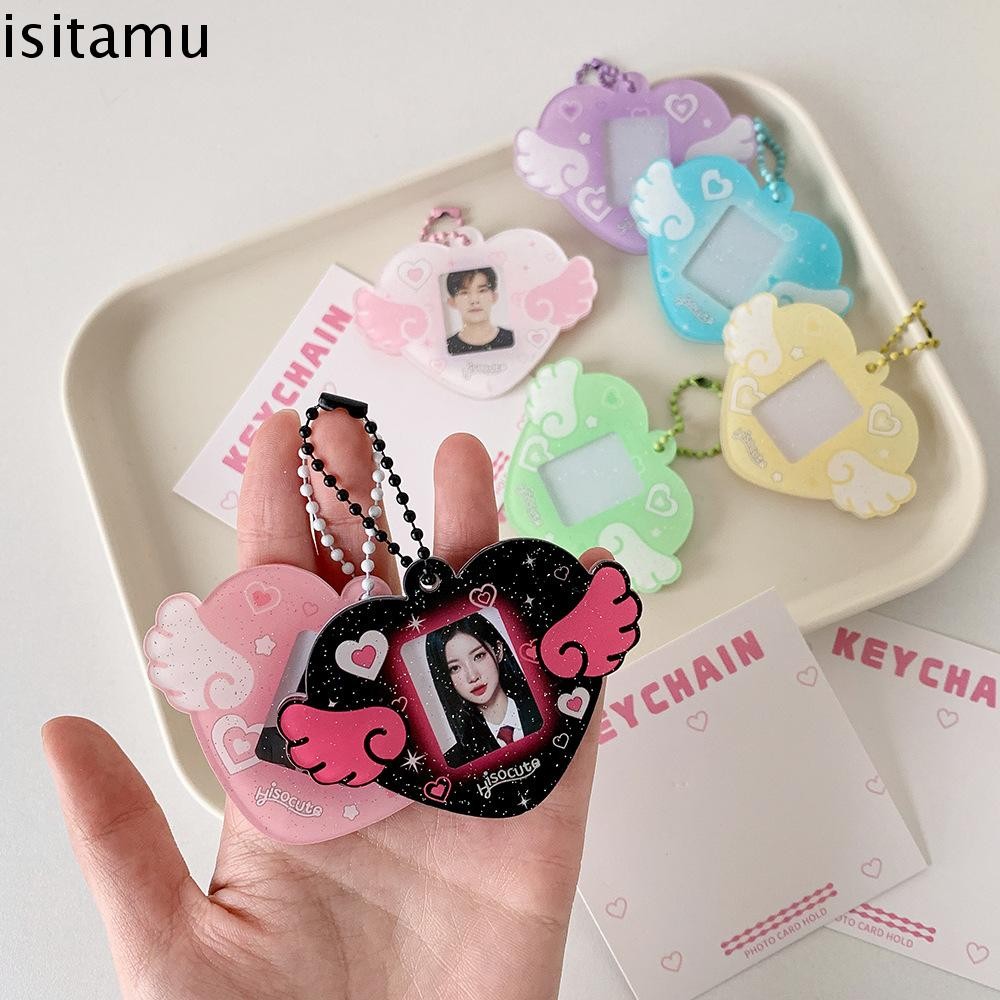 Isitaft Mini Photocard Holder กรอบการ์ดอะคริลิคพร้อมพวงกุญแจ ID 1 นิ้ว แขวนตกแต่งสไตล์เกาหลี สําหรับโชว์การ์ดไอดอล ของขวัญ