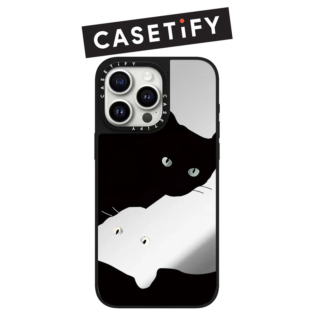 Casetif แมวน่ารักเงินกระจกเคสโทรศัพท์IPhone 11 12 13 14 15 16 Pro Max 15 16 Plus X XS Max XR 12 13 Mini 16proคุณภาพสูงเคสแข็งกันกระแทก