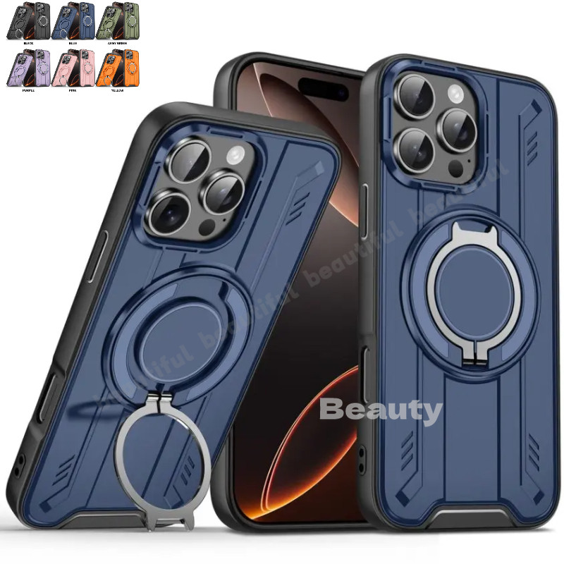 360° แหวนโลหะขาตั้งปลอกแม่เหล็กสําหรับ IPhone 16 14 13 12 15 Pro Max Plus 16e i16 i15 i14 iPhone16Pr