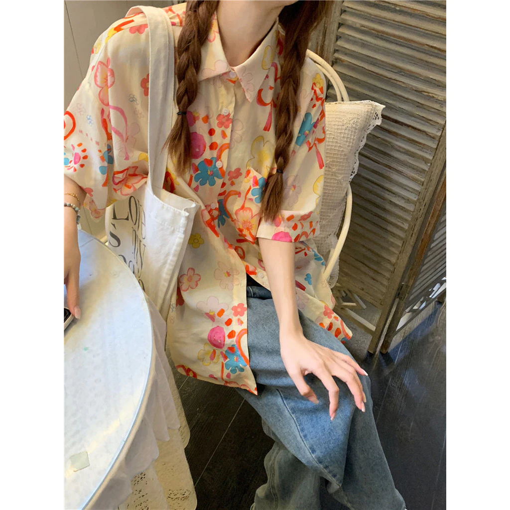 VEEWINK เสื้อฮาวายลายดอก Songkran แขนสั้น ผ้าชีฟอง thumbnail 4