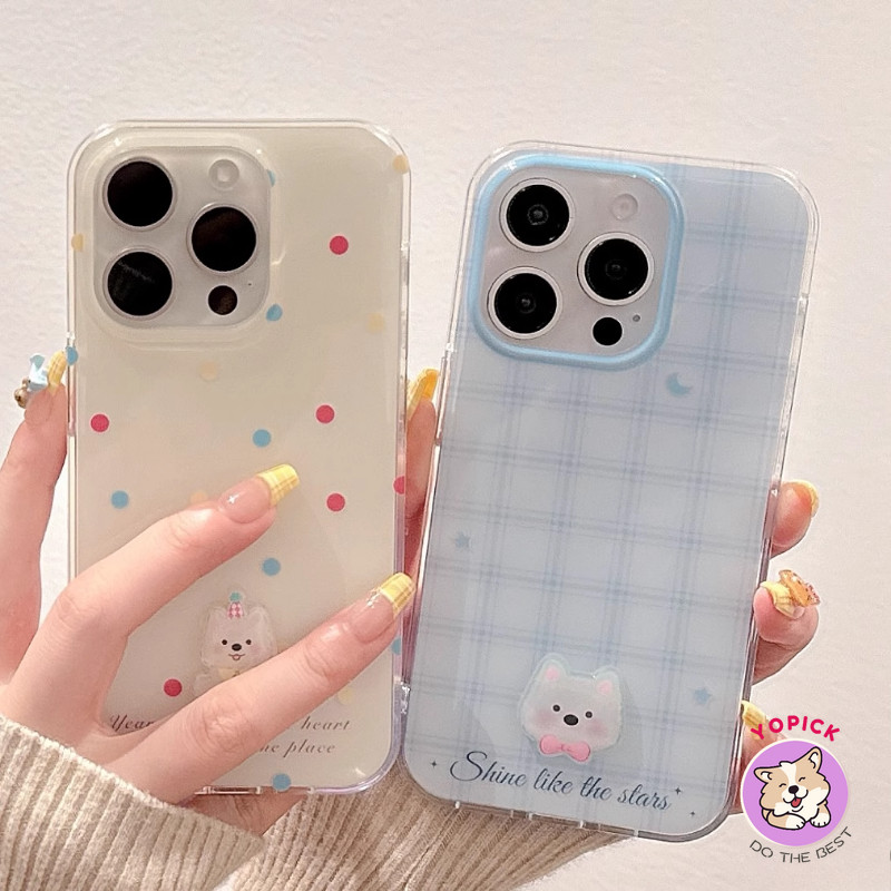 Handmade สุนัขน่ารักเคสโทรศัพท์สําหรับ iPhone 16 16Pro 16Plus 16Pro Max 11 12 13 14Plus 15Pro XR XS Max 7 8Plus การ์ตูนฝาครอบโทรศัพท์ผู้ถือโซ่สาว BB
